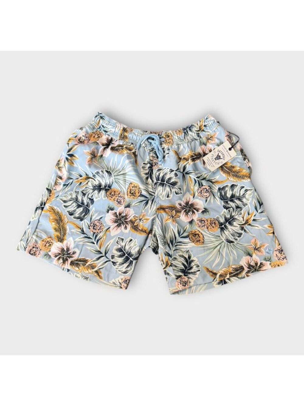 NWT Lucky Brand Men’s Small True Swim Shorts Stretch Drawstrings Hawaiian Tropic